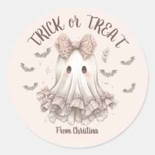 Trick or Treat Cute Ghost Girl Halloween Party Classic Round Sticker