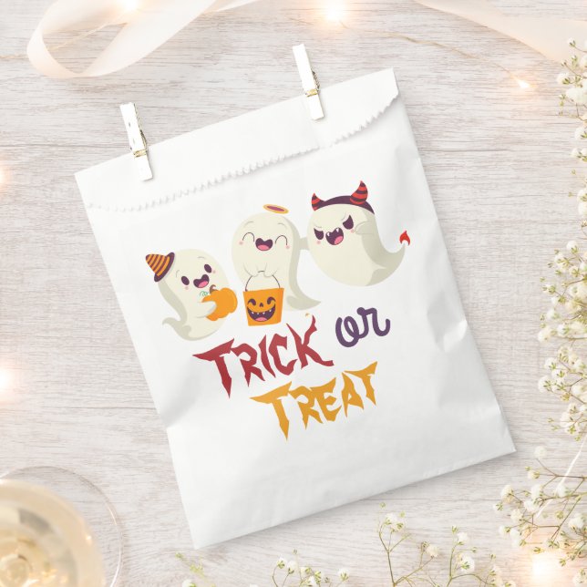 Trick or Treat Cute Ghosts Halloween Birthday Favour Bags (Clipped)