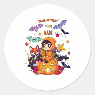 Trick or Treat Cute Halloween Classic Round Sticker