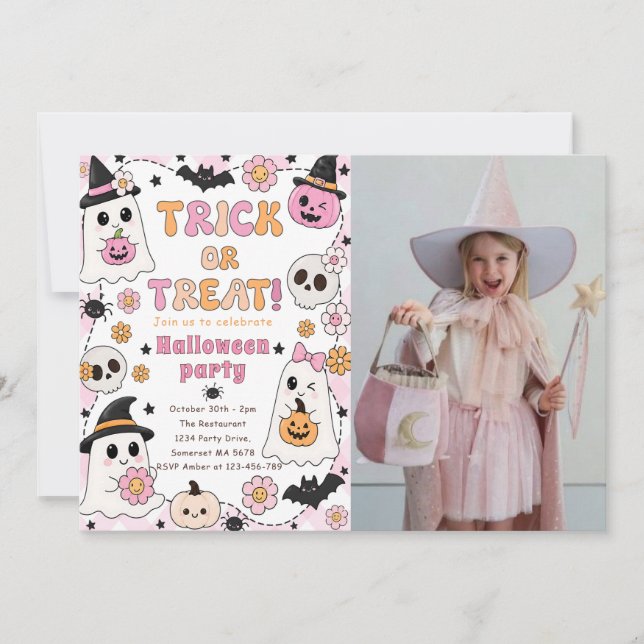 TRICK OR TREAT CUTE HALLOWEEN INVITATION (Front)