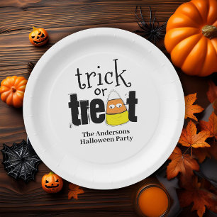 Trick or Treat Cute Personalised Halloween Paper Plate