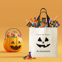 Trick or Treat Cute Pumpkin Face Personalised