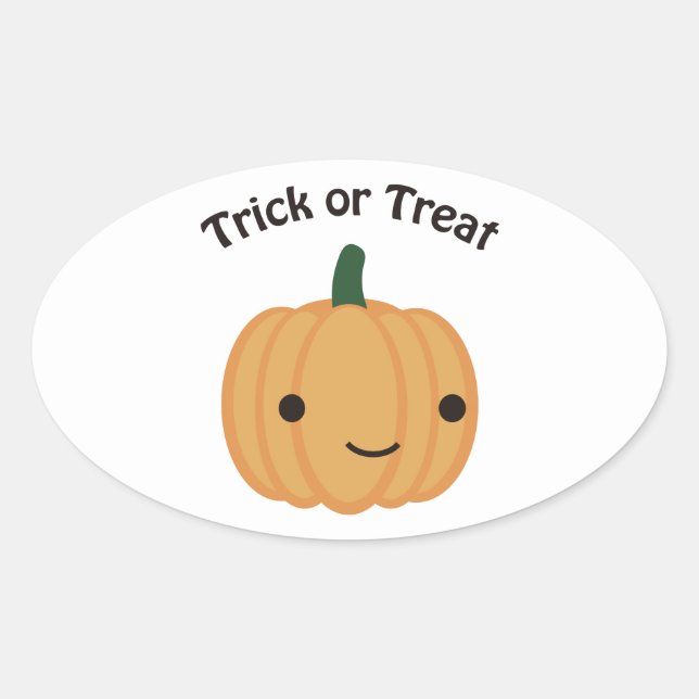 Trick or treat - Cute Pumpkin Oval Sticker (Front)