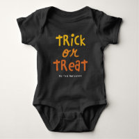 Trick or treat cute yellow orange first Halloween