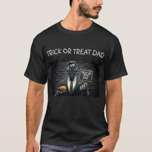 Trick or Treat Dad AI Robot with Pumpkin & Sign T-Shirt