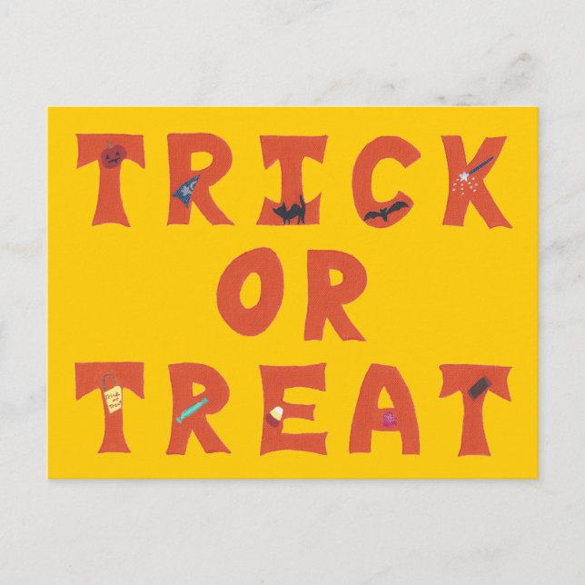 Trick or Treat Decorated Halloween Postcards (Front)