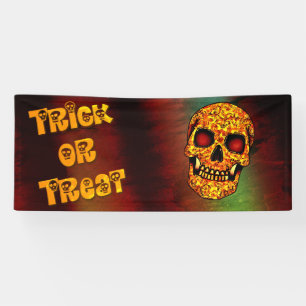 Trick or treat frightening Halloween skull Bandann Banner