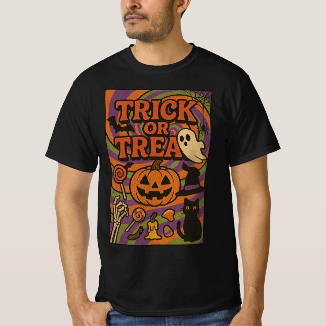 Trick or Treat Full Chest Halloween Clothes Unisex T-Shirt (Front)
