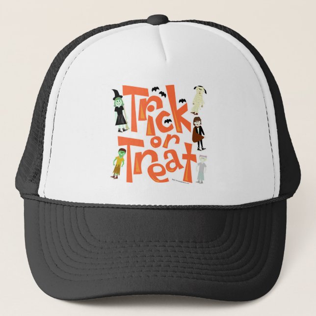 Trick or Treat Fun Character Art Spooky Cute  Trucker Hat (Front)