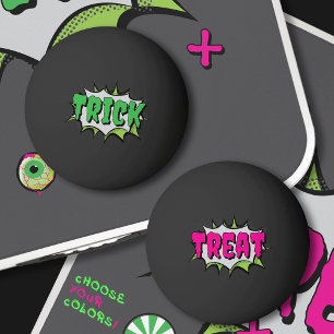 'Trick or Treat' Fun Halloween Comic Book Pop Art  Ping Pong Ball