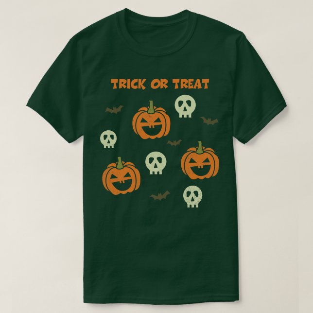 Trick Or Treat Funny Halloween Party Tee Scary Gif (Design Front)