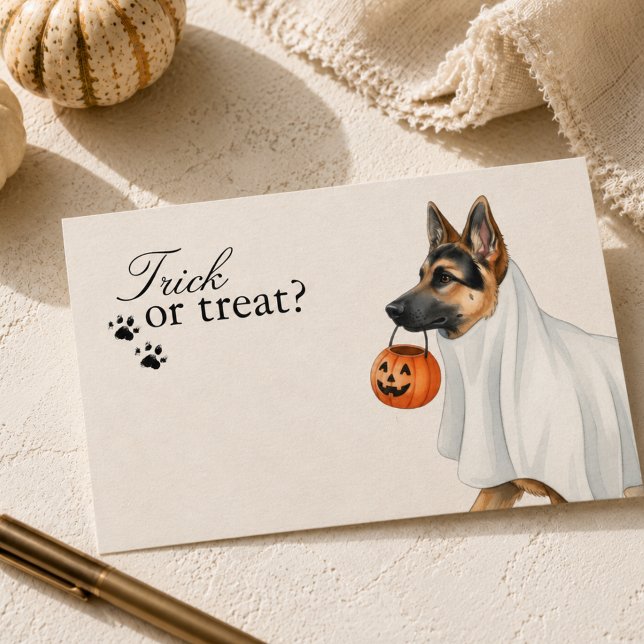 Trick or Treat German Shepherd Dog Halloween Card (Trick or Treat German Shepherd Dog Halloween Note Card)