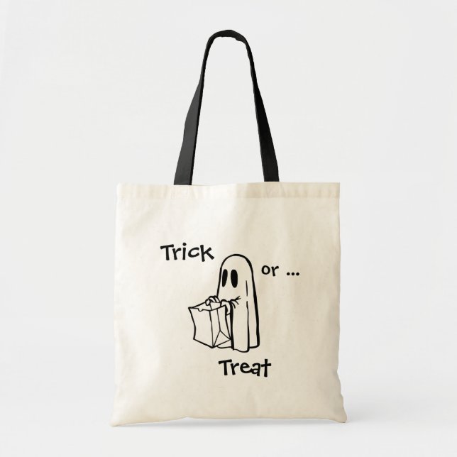 Trick or Treat Ghost Canvas Tote Bag (Front)