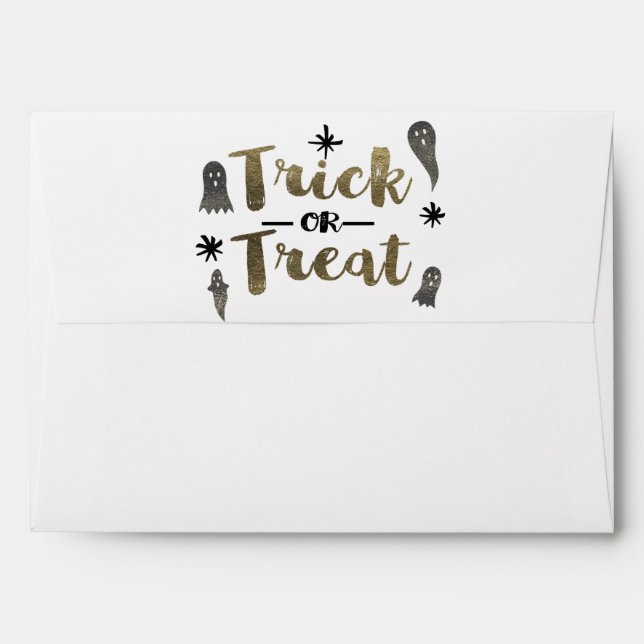 Trick or Treat Ghost Chic Modern Halloween Party Envelopes (Back (Top Flap))