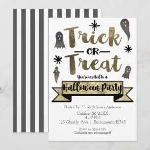 Trick or Treat Ghost Chic Modern Halloween Party Invitation