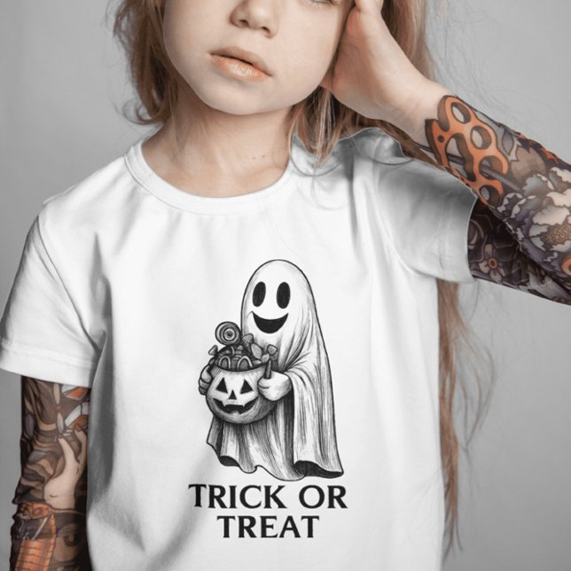 Trick or Treat Ghost – Halloween Candy Bucket  T-Shirt (Creator Uploaded)