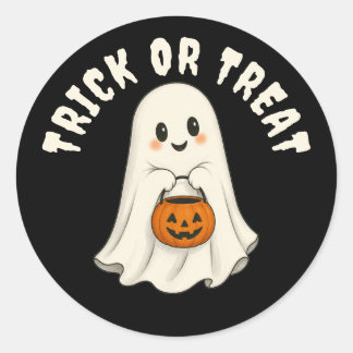 Trick or Treat Ghost Halloween Classic Round Sticker