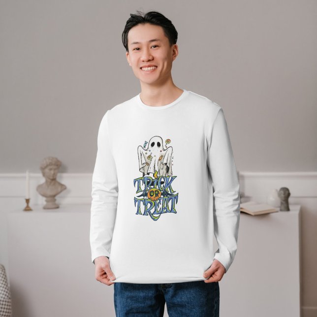 Trick Or Treat Ghost Halloween Long Sleeve T-Shirt (Creator Uploaded)