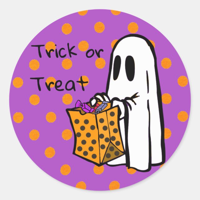 Trick or Treat Ghost Halloween Stickers (Front)