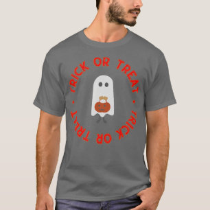 Trick or treat ghost with candy bag Halloween fun  T-Shirt