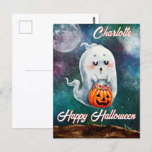 Trick or Treat, Ghosts Are Sweet Happy Halloween Postcard