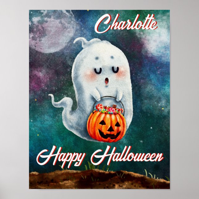 Trick or Treat, Ghosts Are Sweet Happy Halloween Poster (Front)