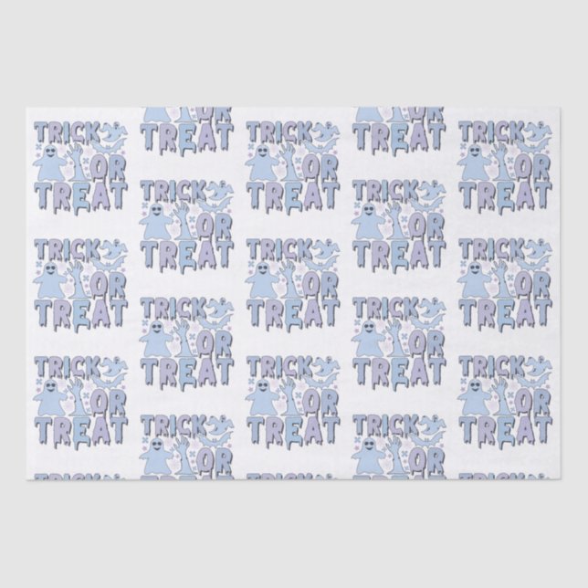 Trick or Treat Ghosts Cute White Halloween Tissue Paper (Front)