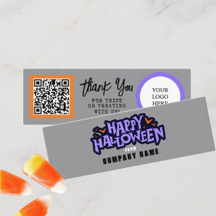 Trick or Treat Grey Happy Halloween Thank You Mini Business Card