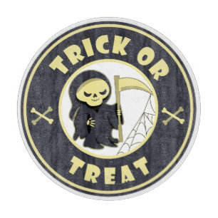 Trick or treat Grim Reaper starbucks Halloween Cutting Board