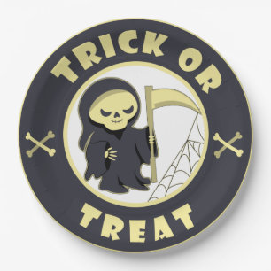 Trick or treat Grim Reaper starbucks Halloween Paper Plate