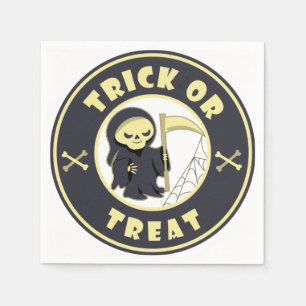 Trick or treat Grim Reaper starbucks logo coffee T Napkin