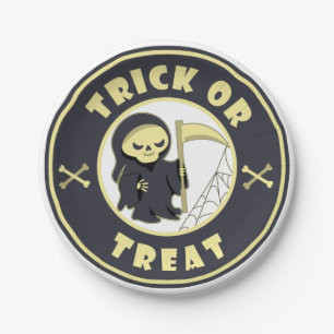 Trick or treat Grim Reaper starbucks logo coffee T Paper Plate