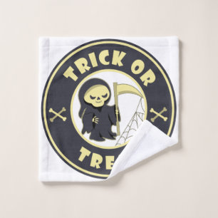 Trick or treat Grim Reaper starbucks logo coffee T Wash Cloth