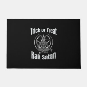 Trick or Treat Hail Satan Pentagram Goat Doormat