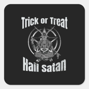 Trick or Treat Hail Satan Pentagram Goat Square Sticker