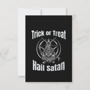 Trick or Treat Hail Satan Pentagram Goat Thank You Card