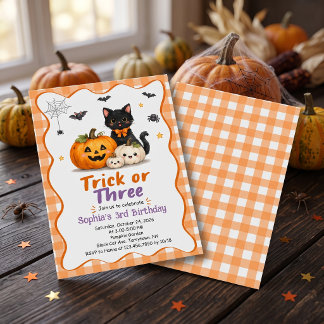 Trick or Treat Halloween 3rd Birthday Invitation