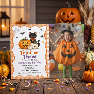 Trick or Treat Halloween 3rd Birthday Invitation