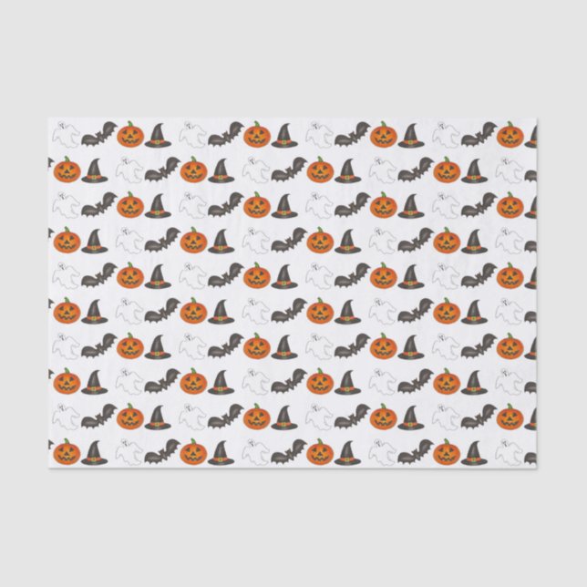 Trick-or-Treat Halloween Bat Pumpkin Ghost Witch Tissue Paper (Front)