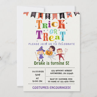 Trick or Treat, Halloween Birthday Invitation
