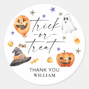 Trick or Treat Halloween Birthday Party Classic Round Sticker