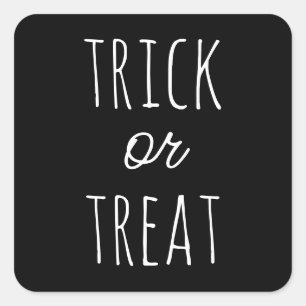 Trick or Treat Halloween   Black Cute Treat Bags Square Sticker