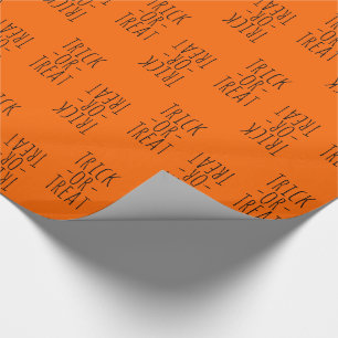 Trick-or-Treat Halloween Black on Orange Wrapping Paper