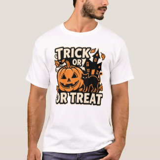 Trick or Treat Halloween Cat Patch T-Shirt