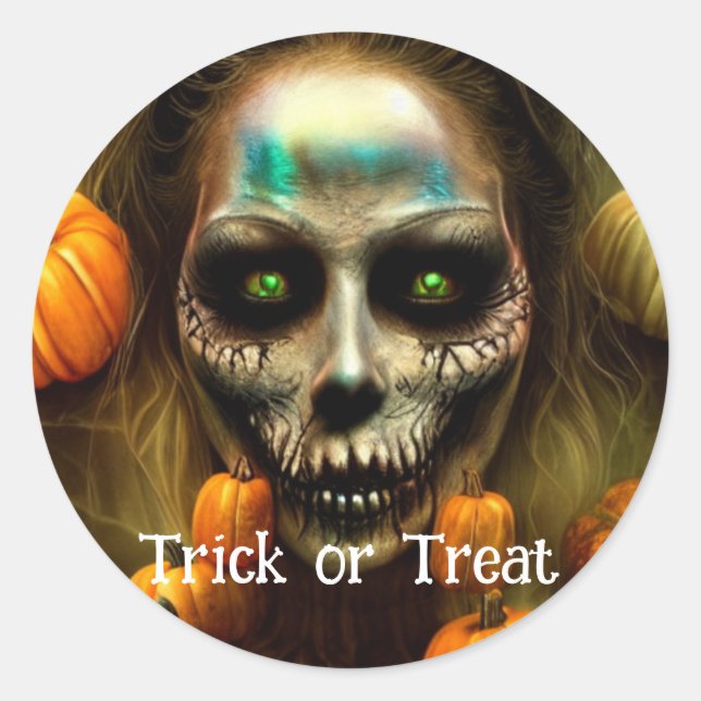 Trick or Treat Halloween Classic Round Sticker (Front)