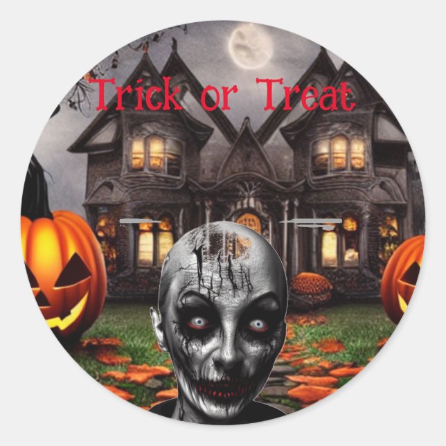 Trick or Treat Halloween Classic Round Sticker (Front)