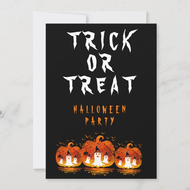 TRICK OR TREAT HALLOWEEN COSTUME PARTY INVITATION (Front)