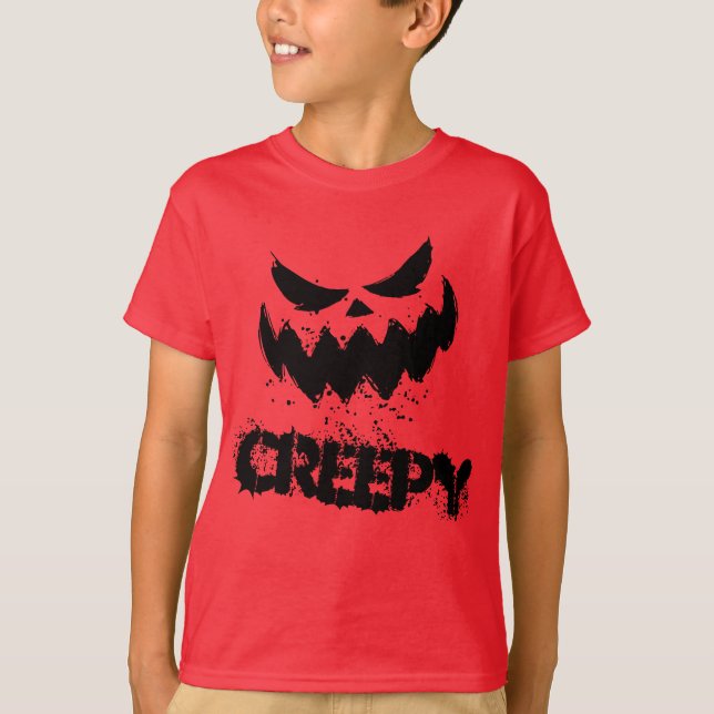 Trick or Treat Halloween Creepy Face T-Shirt (Front)