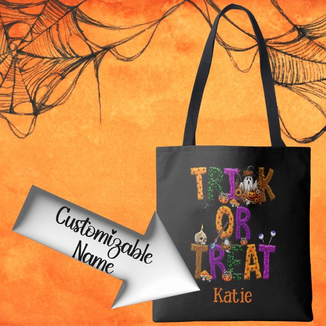 Trick or Treat Halloween Customisable Spooky Tote Bag (Creator Uploaded)