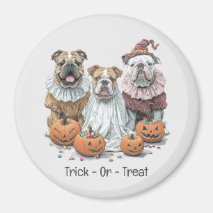 Trick Or Treat Halloween English Bulldogs Pumpkin Magnet